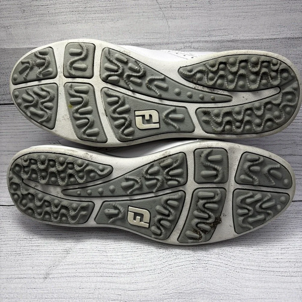 FootJoy LoPro Golf Shoes Comfort Wingtip White Leather Rainbow Laces Size 7.5M